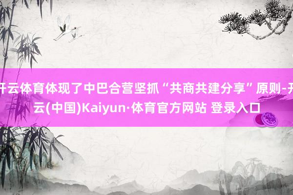 开云体育体现了中巴合营坚抓“共商共建分享”原则-开云(中国)Kaiyun·体育官方网站 登录入口
